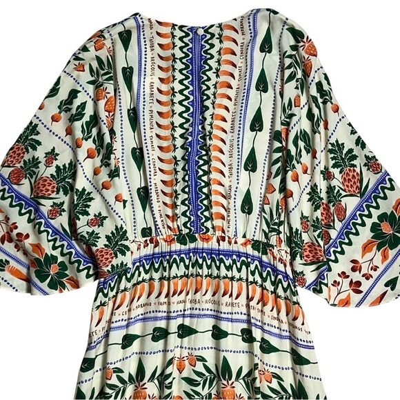 Farm Rio Floral Garden V Neck Kaftan Maxi Cutout Dress Womens S - Picture 7 of 9